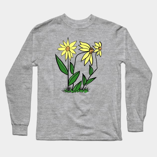 Daisies in the wind Long Sleeve T-Shirt by BlackSheepArts